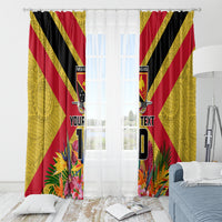 Custom Papua New Guinea Rugby Window Curtain Bird of Paradise and Hibiscus Polynesian Pattern Yellow Color LT03 - Polynesian Pride