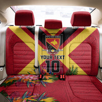 Custom Papua New Guinea Rugby Back Car Seat Cover Bird of Paradise and Hibiscus Polynesian Pattern Red Color LT03 - Polynesian Pride