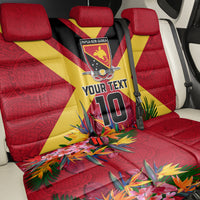 Custom Papua New Guinea Rugby Back Car Seat Cover Bird of Paradise and Hibiscus Polynesian Pattern Red Color LT03 - Polynesian Pride