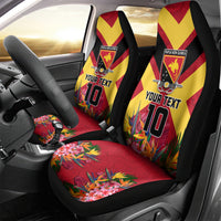 Custom Papua New Guinea Rugby Car Seat Cover Bird of Paradise and Hibiscus Polynesian Pattern Red Color LT03 - Polynesian Pride