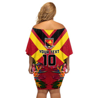 Custom Papua New Guinea Rugby Family Matching Off Shoulder Short Dress and Hawaiian Shirt Bird of Paradise and Hibiscus Polynesian Pattern Red Color LT03 - Polynesian Pride