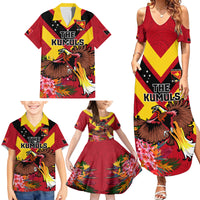 Custom Papua New Guinea Rugby Family Matching Summer Maxi Dress and Hawaiian Shirt Bird of Paradise and Hibiscus Polynesian Pattern Red Color LT03 - Polynesian Pride