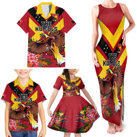 Custom Papua New Guinea Rugby Family Matching Tank Maxi Dress and Hawaiian Shirt Bird of Paradise and Hibiscus Polynesian Pattern Red Color LT03 - Polynesian Pride