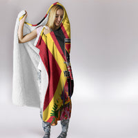 Custom Papua New Guinea Rugby Hooded Blanket Bird of Paradise and Hibiscus Polynesian Pattern Red Color LT03 - Polynesian Pride