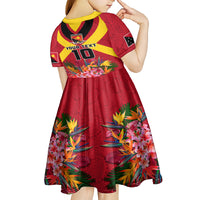 Custom Papua New Guinea Rugby Kid Short Sleeve Dress Bird of Paradise and Hibiscus Polynesian Pattern Red Color LT03 - Polynesian Pride
