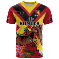 Custom Papua New Guinea Rugby T Shirt Bird of Paradise and Hibiscus Polynesian Pattern Red Color LT03 Red - Polynesian Pride