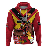 Custom Papua New Guinea Rugby Zip Hoodie Bird of Paradise and Hibiscus Polynesian Pattern Red Color LT03 Pullover Hoodie Red - Polynesian Pride