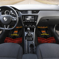 Papua New Guinea Bird-of-Paradise Car Mats Coat of Arms and Tribal Patterns LT03 Set 2pcs - Front Black - Polynesian Pride