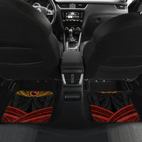 Papua New Guinea Bird-of-Paradise Car Mats Coat of Arms and Tribal Patterns LT03 Set 2pcs - Back Black - Polynesian Pride