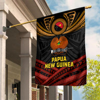 Papua New Guinea Bird-of-Paradise Garden Flag Coat of Arms and Tribal Patterns LT03 House Flag Black - Polynesian Pride