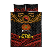 Papua New Guinea Bird-of-Paradise Quilt Bed Set Coat of Arms and Tribal Patterns LT03 - Polynesian Pride