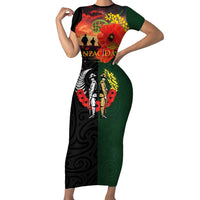 New Zealand and Australia ANZAC Day Family Matching Short Sleeve Bodycon Dress and Hawaiian Shirt Lest We Forget Indigenous and Maori Pattern LT03 Mom's Dress Multicolor - Polynesian Pride