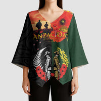New Zealand and Australia ANZAC Day Kimono Sleeve Blouse Lest We Forget Indigenous and Maori Pattern