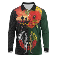 New Zealand and Australia ANZAC Day Long Sleeve Polo Shirt Lest We Forget Indigenous and Maori Pattern LT03 Multicolor - Polynesian Pride