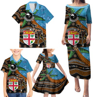 Fiji and Australia Family Matching Puletasi and Hawaiian Shirt Fijian and Aboriginal mix Culture LT03 - Polynesian Pride