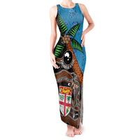 Fiji and Australia Tank Maxi Dress Fijian and Aboriginal mix Culture LT03 Women Blue - Polynesian Pride
