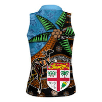 Fiji and Australia Women Sleeveless Polo Shirt Fijian and Aboriginal mix Culture LT03 - Polynesian Pride