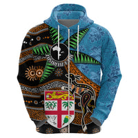 Fiji and Australia Zip Hoodie Fijian and Aboriginal mix Culture LT03 - Polynesian Pride