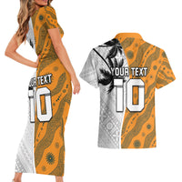 Custom Fiji and Australia Rugby Couples Matching Short Sleeve Bodycon Dress and Hawaiian Shirt Tapa Mix Aboriginal Pattern Half Style LT03 - Polynesian Pride