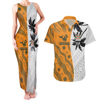 Custom Fiji and Australia Rugby Couples Matching Tank Maxi Dress and Hawaiian Shirt Tapa Mix Aboriginal Pattern Half Style LT03 White - Polynesian Pride