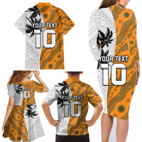 Custom Fiji and Australia Rugby Family Matching Long Sleeve Bodycon Dress and Hawaiian Shirt Tapa Mix Aboriginal Pattern Half Style LT03 - Polynesian Pride