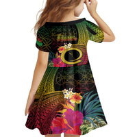 Vanuatu Independence Day Family Matching Off Shoulder Short Dress and Hawaiian Shirt Sand Drawing Melanesian Vibes LT03 - Polynesian Pride