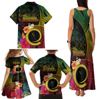 Vanuatu Independence Day Family Matching Tank Maxi Dress and Hawaiian Shirt Sand Drawing Melanesian Vibes LT03 - Polynesian Pride