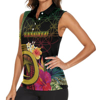 Vanuatu Independence Day Women Sleeveless Polo Shirt Sand Drawing Melanesian Vibes