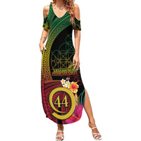 Vanuatu Selebretem 44th Indipendens Dei Family Matching Summer Maxi Dress and Hawaiian Shirt Sand Drawing Melanesian Vibes LT03 Mom's Dress Black - Polynesian Pride