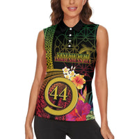 Vanuatu Selebretem 44th Indipendens Dei Women Sleeveless Polo Shirt Sand Drawing Melanesian Vibes LT03 - Polynesian Pride