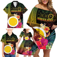 Vanuatu Shefa Day Family Matching Off Shoulder Short Dress and Hawaiian Shirt Sand Drawing Melanesian LT03 - Polynesian Pride