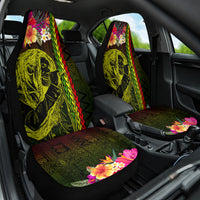 Hawaiian Reggae Music Car Seat Cover Jamaica Singer Tribal Polynesian and Hibiscus LT03 One Size Black - Polynesian Pride
