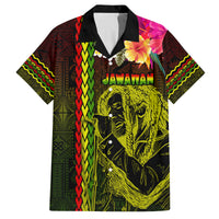 Hawaiian Reggae Music Family Matching Summer Maxi Dress and Hawaiian Shirt Jamaica Singer Tribal Polynesian and Hibiscus LT03 Dad's Shirt - Short Sleeve Black - Polynesian Pride