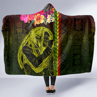 Hawaiian Reggae Music Hooded Blanket Jamaica Singer Tribal Polynesian and Hibiscus LT03 - Polynesian Pride