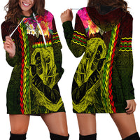 Hawaiian Reggae Music Hoodie Dress Jamaica Singer Tribal Polynesian and Hibiscus LT03 - Polynesian Pride