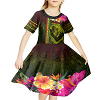 Hawaiian Reggae Music Kid Short Sleeve Dress Jamaica Singer Tribal Polynesian and Hibiscus LT03 - Polynesian Pride