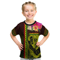 Hawaiian Reggae Music Kid T Shirt Jamaica Singer Tribal Polynesian and Hibiscus LT03 Black - Polynesian Pride