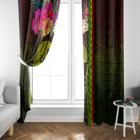 Hawaiian Reggae Music Window Curtain Jamaica Singer Tribal Polynesian and Hibiscus