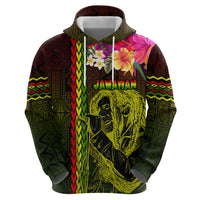 Hawaiian Reggae Music Zip Hoodie Jamaica Singer Tribal Polynesian and Hibiscus LT03 - Polynesian Pride