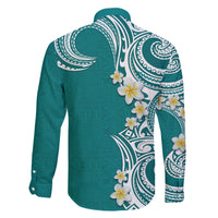 Aloha Polynesian Plumeria Flower Family Matching Puletasi and Hawaiian Shirt Teal Color LT03 - Polynesian Pride