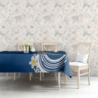 Aloha Polynesian Plumeria Flower Tablecloth Blue Color
