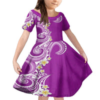 Aloha Polynesian Plumeria Flower Family Matching Mermaid Dress and Hawaiian Shirt Purple Color