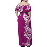 Aloha Polynesian Plumeria Flower Family Matching Off Shoulder Maxi Dress and Hawaiian Shirt Pink Color LT03 - Polynesian Pride