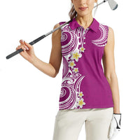 Aloha Polynesian Plumeria Flower Women Sleeveless Polo Shirt Pink Color LT03 - Polynesian Pride