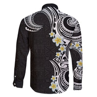 Aloha Polynesian Plumeria Flower Family Matching Off Shoulder Maxi Dress and Hawaiian Shirt Black White Color LT03 - Polynesian Pride
