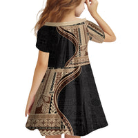 Samoa Siapo Motif and Tapa Pattern Half Style Family Matching Puletasi and Hawaiian Shirt Beige Color LT03 - Polynesian Pride