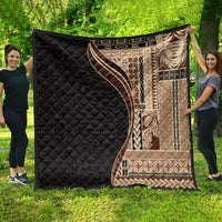 Samoa Siapo Motif and Tapa Pattern Half Style Quilt Beige Color