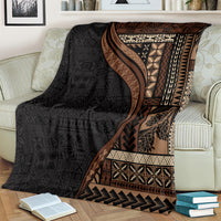 Samoa Siapo Motif and Tapa Pattern Half Style Blanket Black Color
