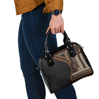 Samoa Siapo Motif and Tapa Pattern Half Style Shoulder Handbag Black Color
