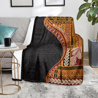 Samoa Siapo Motif and Tapa Pattern Half Style Blanket Yellow Color